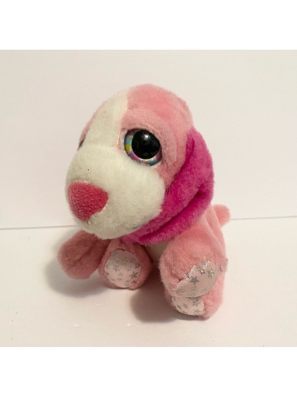 Russ Puppy Dog Sophia Plush Lil Peepers Lovey Stuffed Animal Pink White Big Eyes